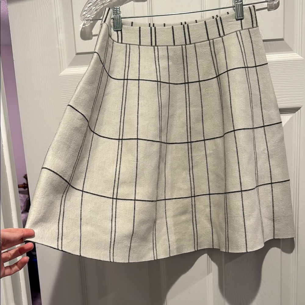 Plaid A-Line Skirt in Cream and Black